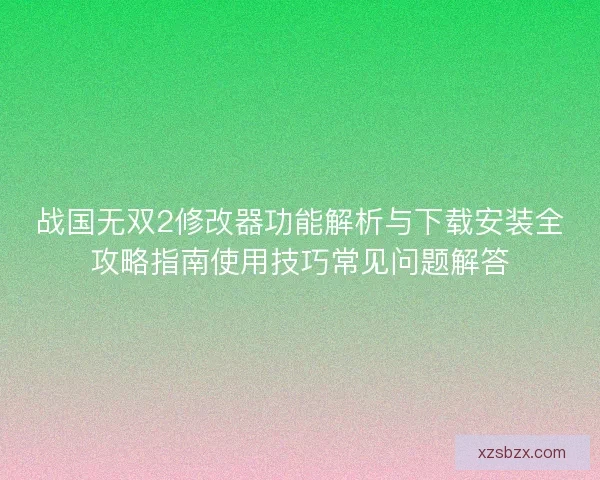 战国无双2修改器功能解析与下载安装全攻略指南使用技巧常见问题解答
