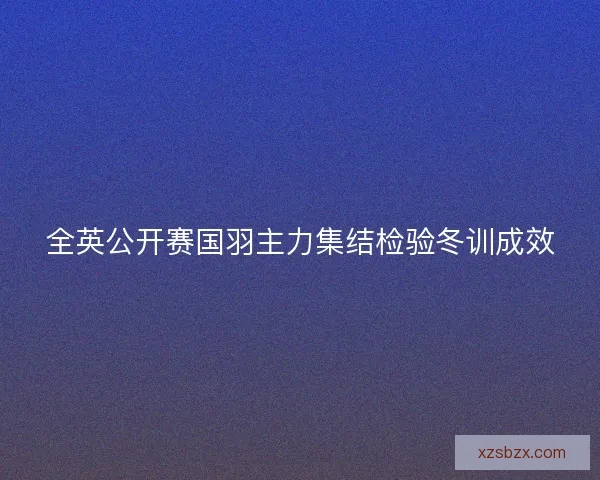 全英公开赛国羽主力集结检验冬训成效