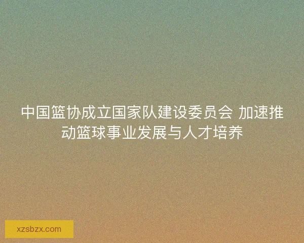 中国篮协成立国家队建设委员会 加速推动篮球事业发展与人才培养