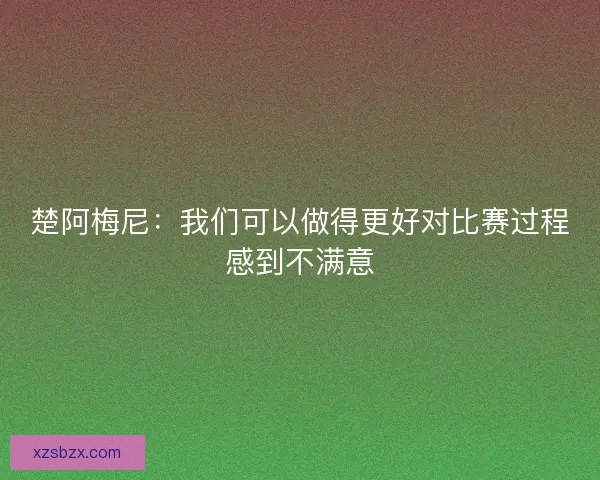 楚阿梅尼：我们可以做得更好对比赛过程感到不满意